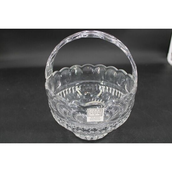 Vintage Polish Fifth Avenue Crystal "Bracelet" 8" Basket with Original Sticker & - Picture 2 of 5